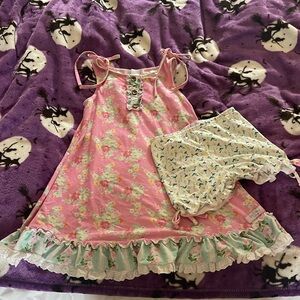 SweetHoney Pink and Green Floral Kids Pajama Set